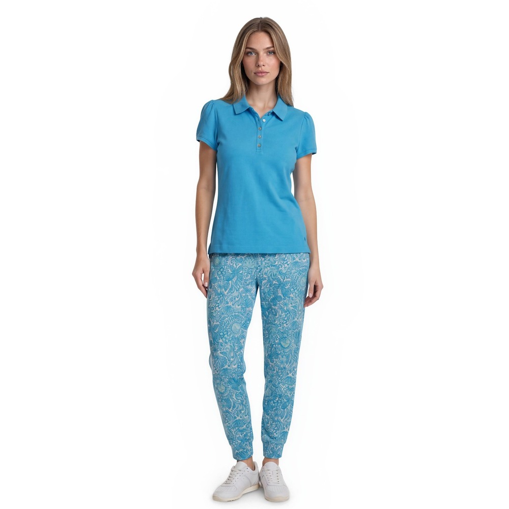 Lilly Pulitzer Luxletic Polo Top Jogger Pants Set Women's Size Medium Blue